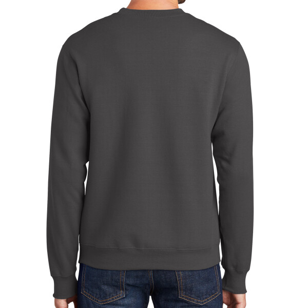 No Minimum Custom Logo Essential Fleece Crewneck Sweatshirt PC90 Back View