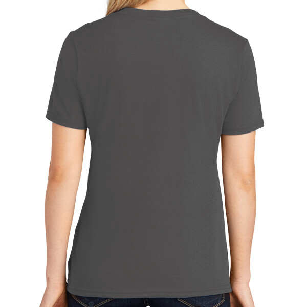 No Minimum Custom Logo Ladies Core Cotton V-Neck Tee LPC54V Back View